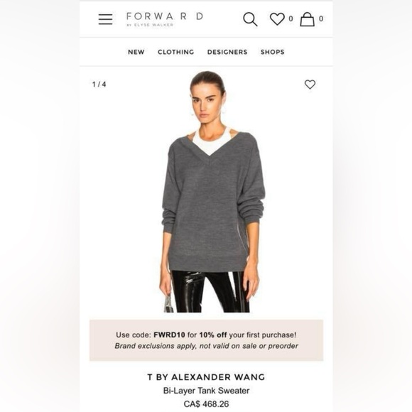 T ALEXANDER WANG V-Neck Sweatwer With Tank Trim - Picture 5 of 5